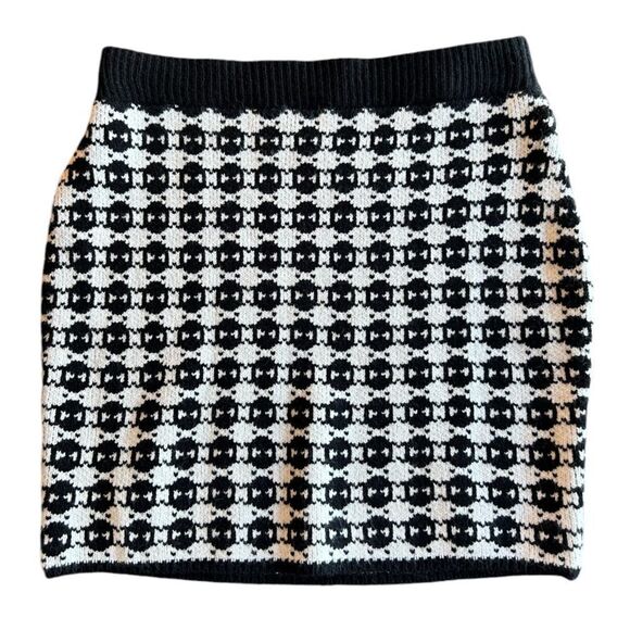 POL Black White Knit Mini Skirt Size Small - Picture 1 of 4